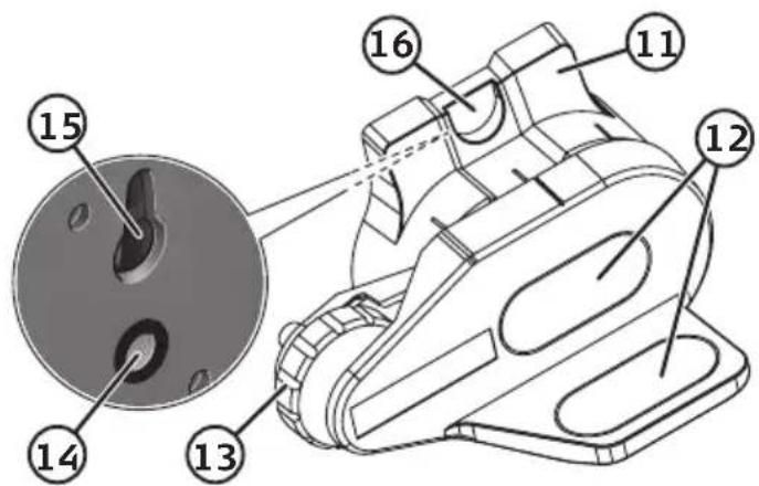 Technical diagram of a mechanical device with numbered components, likely a pump or motor assembly.