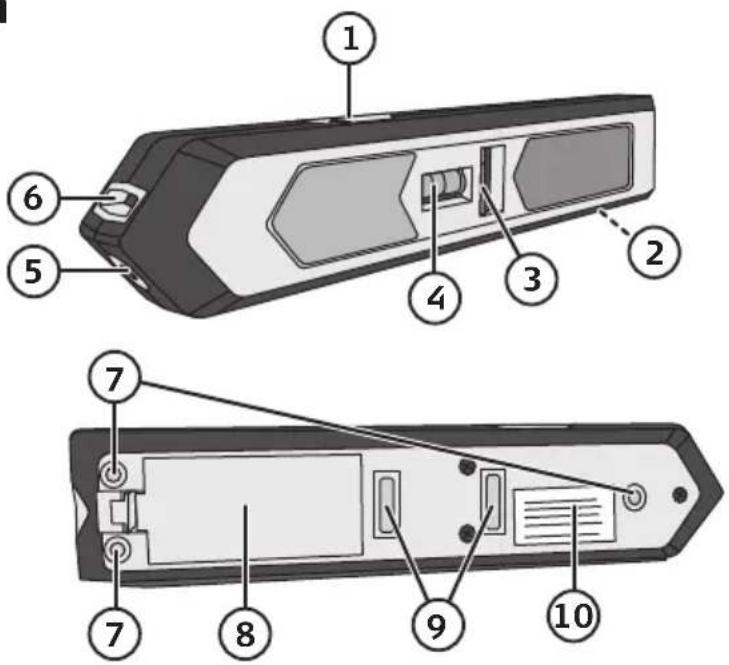 Diagram of a remote device with numbered parts for identification and assembly reference.