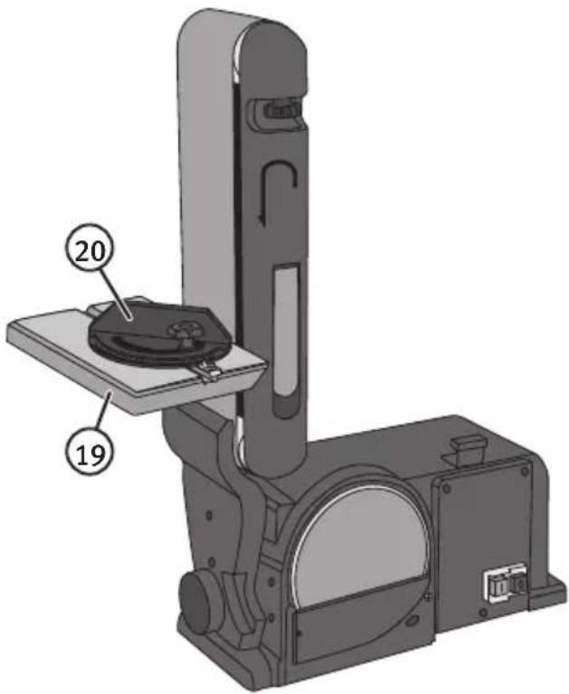 Technical diagram of a mechanical device with numbered components, likely an optical or measurement setup.