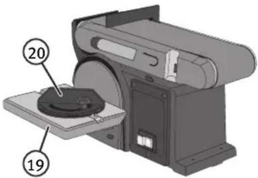 Diagram of a scanner with labeled parts, showing part 20 and part 19 pointing to a device.