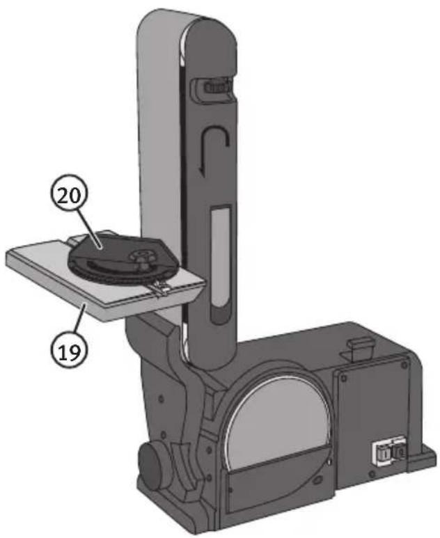 Technical diagram of a mechanical device with numbered components, likely an optical or mechanical assembly.