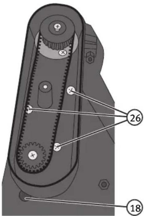 Technical diagram of a mechanical device with numbered annotations pointing to specific components.