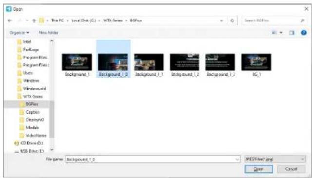 Open This PC + Local Disk (C:) + WTX-Series > 80Fbox Search AllBox Organize New Folder Intel PathLogs Program Files Program Files Users Windows Windows folders WTX Series BOPbox Caption Display(M) Modules VideoName CD Drive (D:) USB Drive (E:) Background_1 Background_1.3 Background_1.1 Background_1.…