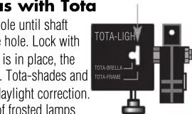 is with Tota hole until shaft hole. Lock with is in place, the Tota-shades and daylight correction. of frosted lamps