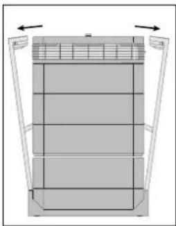 Diagram of a container with horizontal sections and two side supports, no text or symbols present