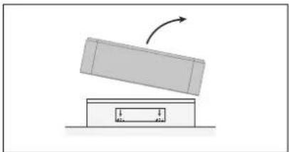 Simple diagram of a rectangular block on a platform with an arrow indicating upward motion (no text or symbols)