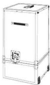 Line drawing of a rectangular industrial machine or enclosure with internal components and mounting feet (no text or symbols)