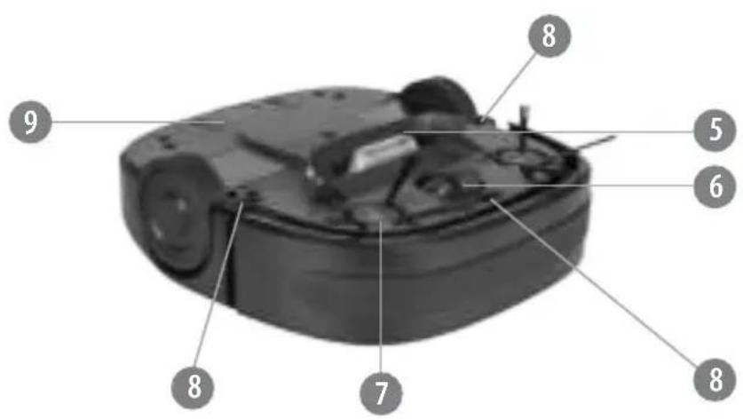 Labeled diagram of a robotic device with numbered parts for identification