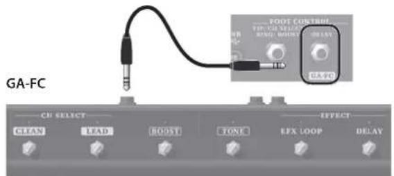 GA-FC FOOT CONTROL FRY ON VOLTAGE RANGE ON MODE DELAY GA-FC CH SELECT CLEAN LEAD BOOSTY TONE EFFECT EFX LOOP DELAY