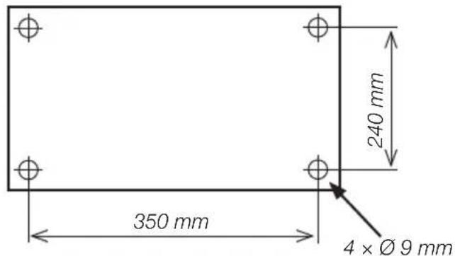 350 mm 240 mm 4 × Ø 9 mm