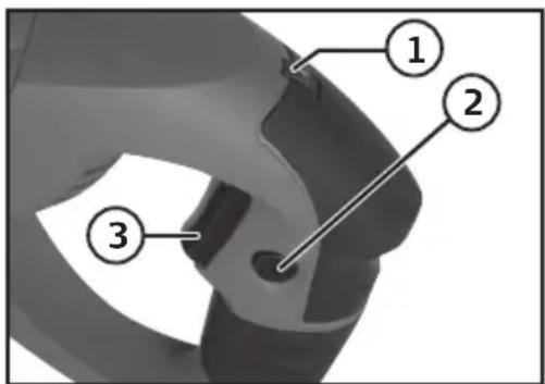 Technical diagram of a mechanical component with numbered parts labeled 1, 2, and 3