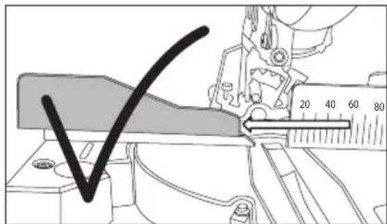 Technical diagram showing a measuring tool with a checkmark and ruler, indicating measurement or inspection steps.