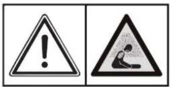 Two triangular warning signs: one with exclamation mark and the other with a person sleeping under magnifying glass.