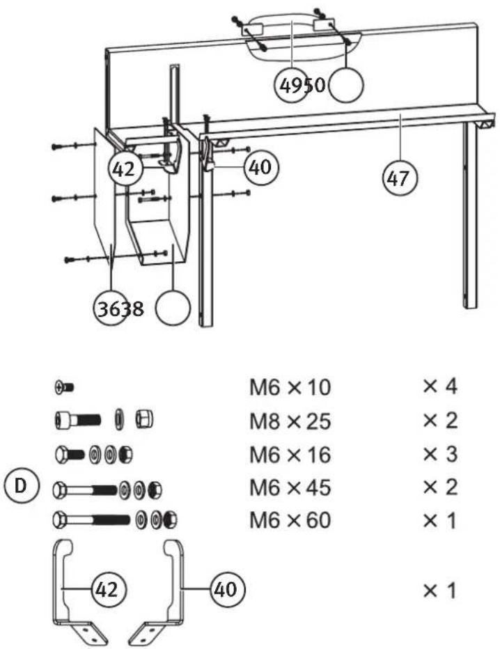 4950 42 40 47 3638 M6 × 10 × 4 M8 × 25 × 2 M6 × 16 × 3 M6 × 45 × 2 M6 × 60 × 1 × 1 D 42 40 × 1
