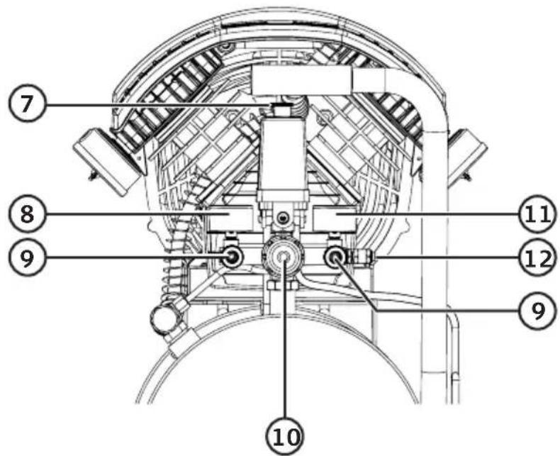 Technical diagram of a mechanical assembly with numbered components for identification
