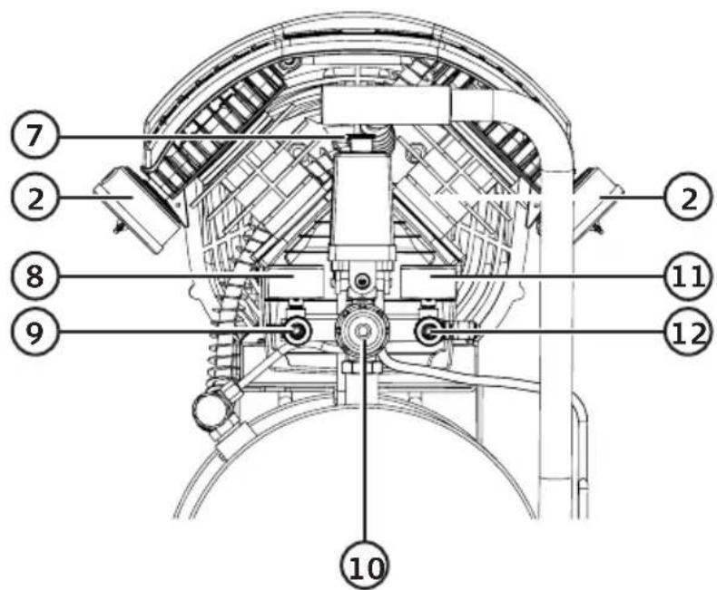 Technical diagram of a mechanical assembly with numbered components for identification