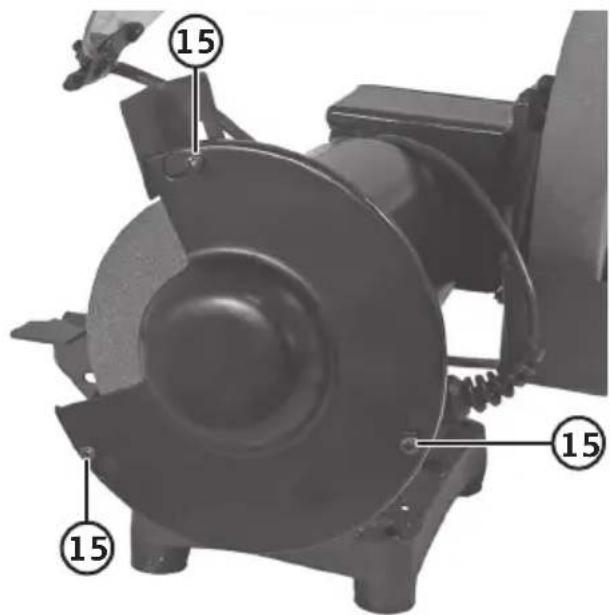 Technical diagram of a mechanical device with numbered components labeled '15'