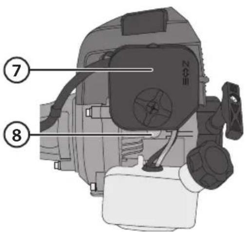 Technical diagram of a mechanical device with numbered annotations pointing to components