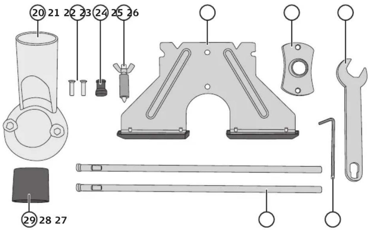 Exploded view diagram of a mechanical assembly with numbered parts for identification