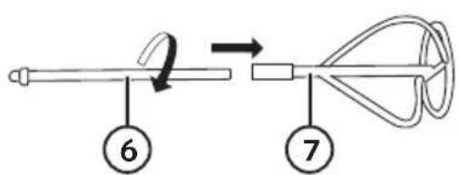 Diagram showing a mechanical or electrical component with labeled parts 6 and 7, including directional arrows and structural details.