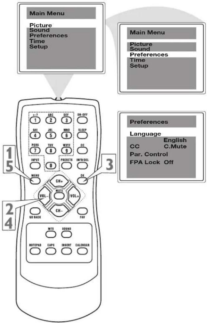RCA 24V412T - Language - 1