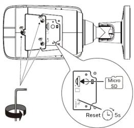 Diagram of a device with labeled components including a micro SD switch, reset, and a mechanical component.