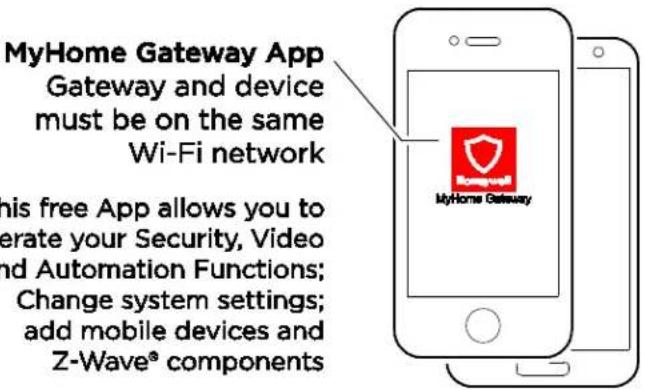 MyHome Gateway App Gateway and device must be on the same Wi-Fi network This free App allows you to operate your Security, Video and Automation Functions; Change system settings; add mobile devices and Z-Wave® components