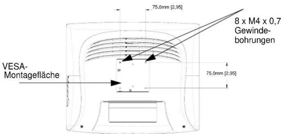 75.0mm [2,95] 8 x M4 x 0,7 Gewinde-bohrungen 75.0mm [2,95] VESA-Montagefläche