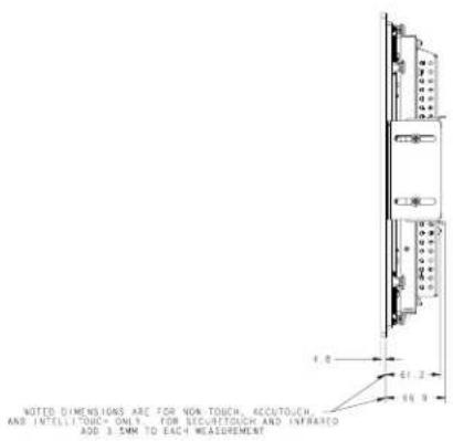 NOTED DIMENSIONS ARE FOR NON-TOUCH, ACCOUTUCH, AND INTELLITOUCH ONLY. FOR SECUTTOUCH AND INFRARED ADD 3.5MM TO EACH MEASUREMENT