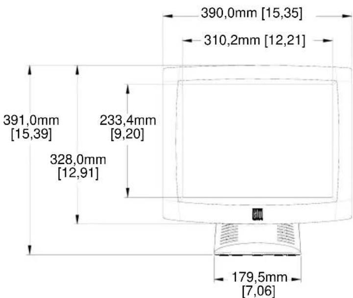 ELO 1725L - 17" Abmessungen des LCD-Touchmonitors (ET172XL-XXWF-X) - 1