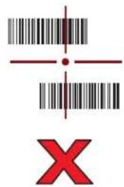 Image showing a barcode with crosshair and red X symbol below it
