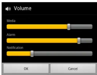 Volume Media Alarm Notification OK Cancel