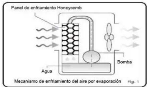 Panel de enfriamiento Honeycomb Agua Bomba Mecanismo de enfriamiento del aire por evaporación Fig. 1