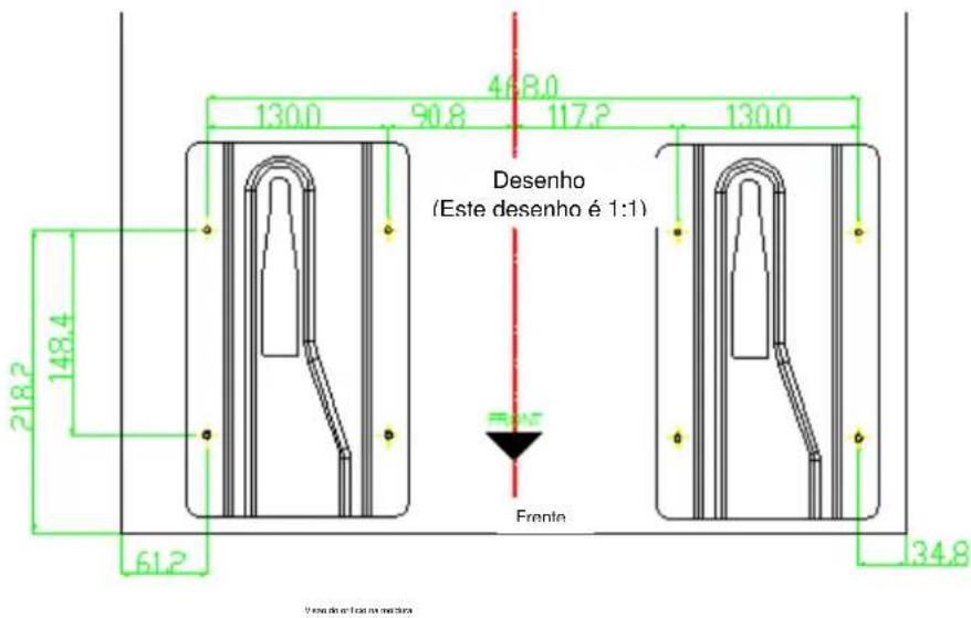 Desenho (Este desenho é 1:1) Frente 218,2 148,4 61,2 34,8 130,0 90,8 468,0 117,2 130,0 Vencada de Feste na mediana
