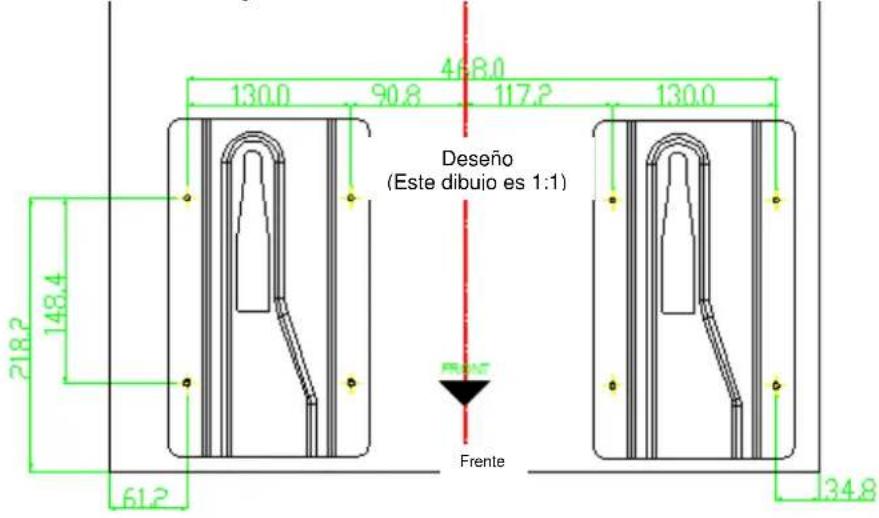130.0 90.8 468.0 117.2 130.0 Deseño (Este dibujo es 1:1) 218.2 148.4 61.2 Frente 34.8