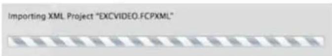 Importing XML Project "EXCVIDEO.FCPXML"