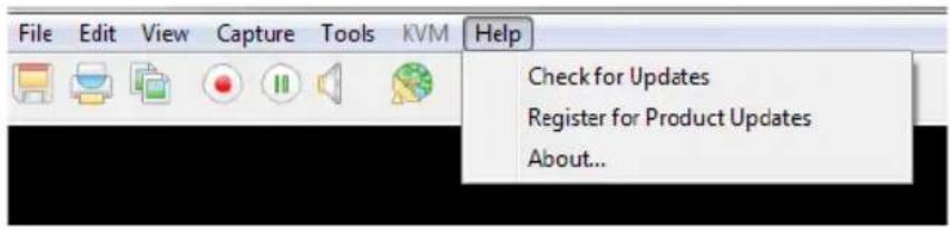 File Edit View Capture Tools KVM Help Check for Updates Register for Product Updates About...