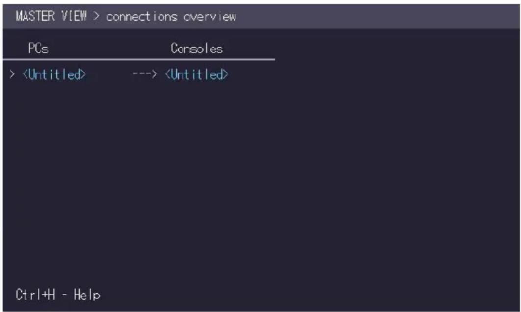 MASTER VIEW > connections overview PCs Consoles > --> Ctrl+H - Help