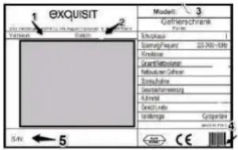 EXQUISIT Model 3 Gefrikaerschrank Version: Exquisit Schropus Einstung/Prezent 20.000-50Hz Konzern Geordnettozogen Rehiscuizen Gelforter Steuwaherse Geordnettozogen Kaufmal Geordt Info Lacklage Gasparalle S/N ← 5 Next CE