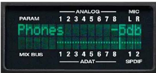 PARAM 1 2 3 4 5 6 7 8 Phones -5db MIX BUS 1 2 3 4 5 6 7 8 ADAT SPDIF MIC L R