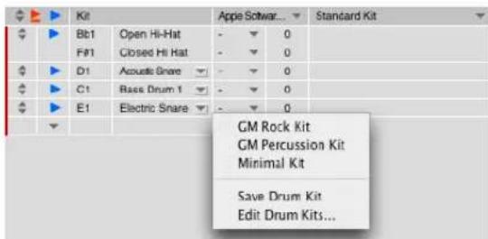 Kit Blb1 Open Hi-Hat - 0 F#1 Closed Hi Hat - 0 D1 Acoustic Snare - 0 C1 Bass Drum 1 - 0 E1 Electric Snare - 0 GM Rock Kit GM Percussion Kit Minimal Kit Save Drum Kit Edit Drum Kits...