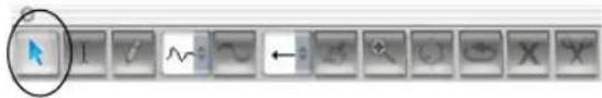 Toolbar with icons and a cursor pointer, likely from an older software interface
