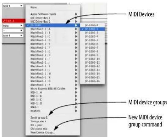 MIDI Devices MIDI device groups New MIDI device group command