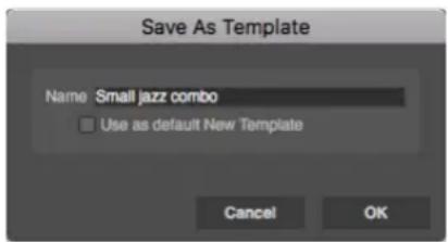 Save As Template Name Small jazz combo Use as default New Template Cancel OK