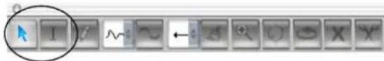 Toolbar with icons and a cursor pointer, likely from an older software interface