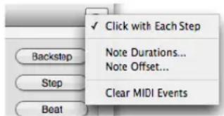 ✓ Click with Each Step Note Durations... Note Offset... Clear MIDI Events