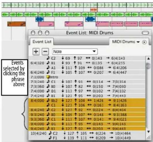 Event List: MIDI Drums Event List MIDI Drums + - Note C2 ↓ 69 ↑ 97 ↔ 0|143 → 6|4|143 6:4|120 ↓ 93 ↑ 91 ↔ 0|135 → 6|4|215 A1 ↓ 111 ↑ 109 ↔ 0|086 → 6|4|206 6:4|240 ↓ 105 ↑ 107 ↔ 0|207 → 6|4|447 7:1|000 Intro 7:3|240 C1 ↓ 107 ↑ 91 ↔ 0|114 → 7|3|354 7:3|360 B0 ↓ 107 ↑ 82 ↔ 0|150 → 7|4|030 7:4|000 D1 ↓ 113 ↑ 97 ↔ 0|102 → 7|4|102 7:4|240 B1 ↓ 123 ↑ 95 ↔ 0|203 → 7|4|443 8:4|000 Bb2 ↓ 127 ↑ 106 ↔ 1|426 → 9|1|426 C1 ↓ 123 ↑ 106 ↔ 0|163 → 8|4|163 8:4|240 C2 ↓ 127 ↑ 92 ↔ 0|224 → 8|4|464 9:3|240 B0 ↓ 109 ↑ 107 ↔ 0|148 → 9|3|388 9:3|360 C1 ↓ 113 ↑ 107 ↔ 0|141 → 9|4|021 9:4|000 D1 ↓ 113 ↑ 95 ↔ 0|143 → 9|4|143 9:4|240 B1 ↓ 127 ↑ 92 ↔ 0|203 → 9|4|443 10|4|240 C2 ↓ 127 ↑ 105 ↔ 0|224 → 10|4|464 F1 ↓ 119 ↑ 111 ↔ 0|209 → 10|4|449