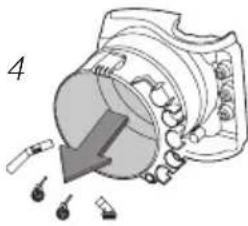 Mechanical assembly diagram showing a clamping mechanism with tool and spring components (no text or labels)
