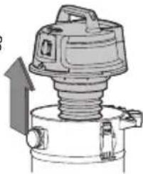 Mechanical component diagram showing a piston assembly with an upward arrow indicating motion (no text or symbols)