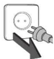 Simple line drawing of an electrical outlet with a plug and power plug, no text or symbols present.